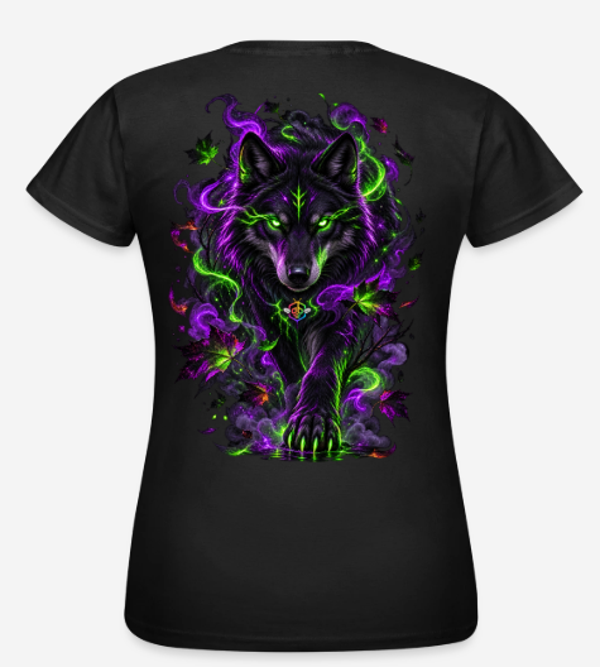 Klassisches Tshirt Damen Mystischer Wolf