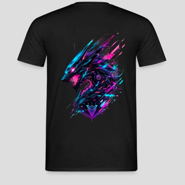 Herren Tshirt schwarz Cyber Drache