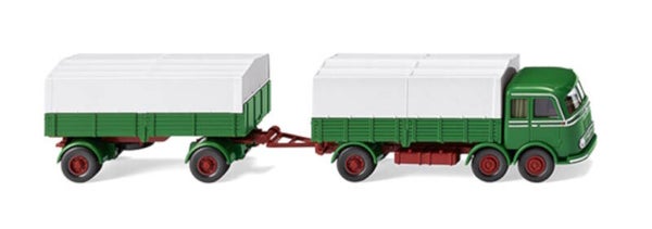 Wiking 1:87 042905 Pritschenhängerzug (MB LP 333) - grasgrün
