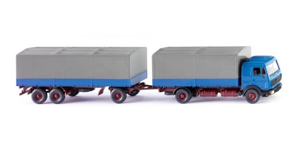 Wiking 1:87 045501 Pritschenhängerzug (MB NG) - azurblau