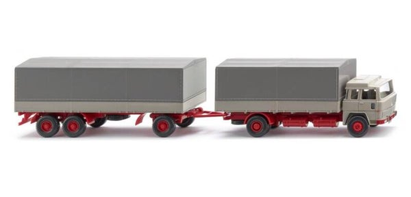 Wiking 1:87 045502 Pritschenhängerzug (Magirus 235 D) - kieselgrau