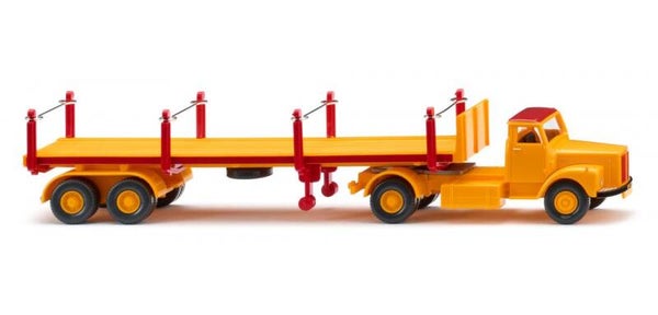 Wiking 1:87 051844 Rungensattelzug (Scania) - signalgelb/karminrot