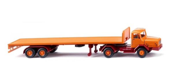 Wiking 1:87 055409 Flachpritschensattelzug (Faun) - gelborange