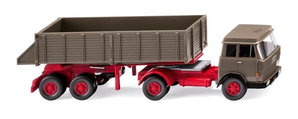 Wiking 1:87 067710 Hinterkippersattelzug (Hanomag Henschel) - beigegrau