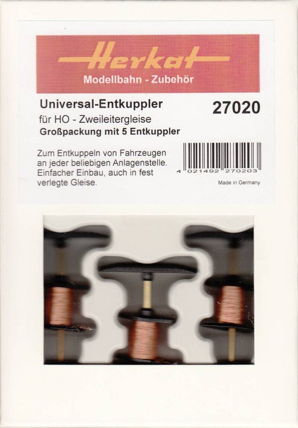 Herkat 27020 Entkuppler Spur H0 2- Ltr. 5er Pack