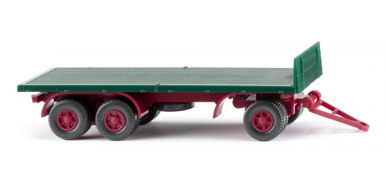 Wiking 1:87 044702  Flachpritschen-Anhänger - moosgrün