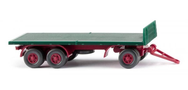 Wiking 1:87 044702  Flachpritschen-Anhänger - moosgrün