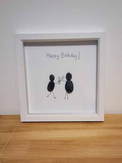 Happy birthday pebble art