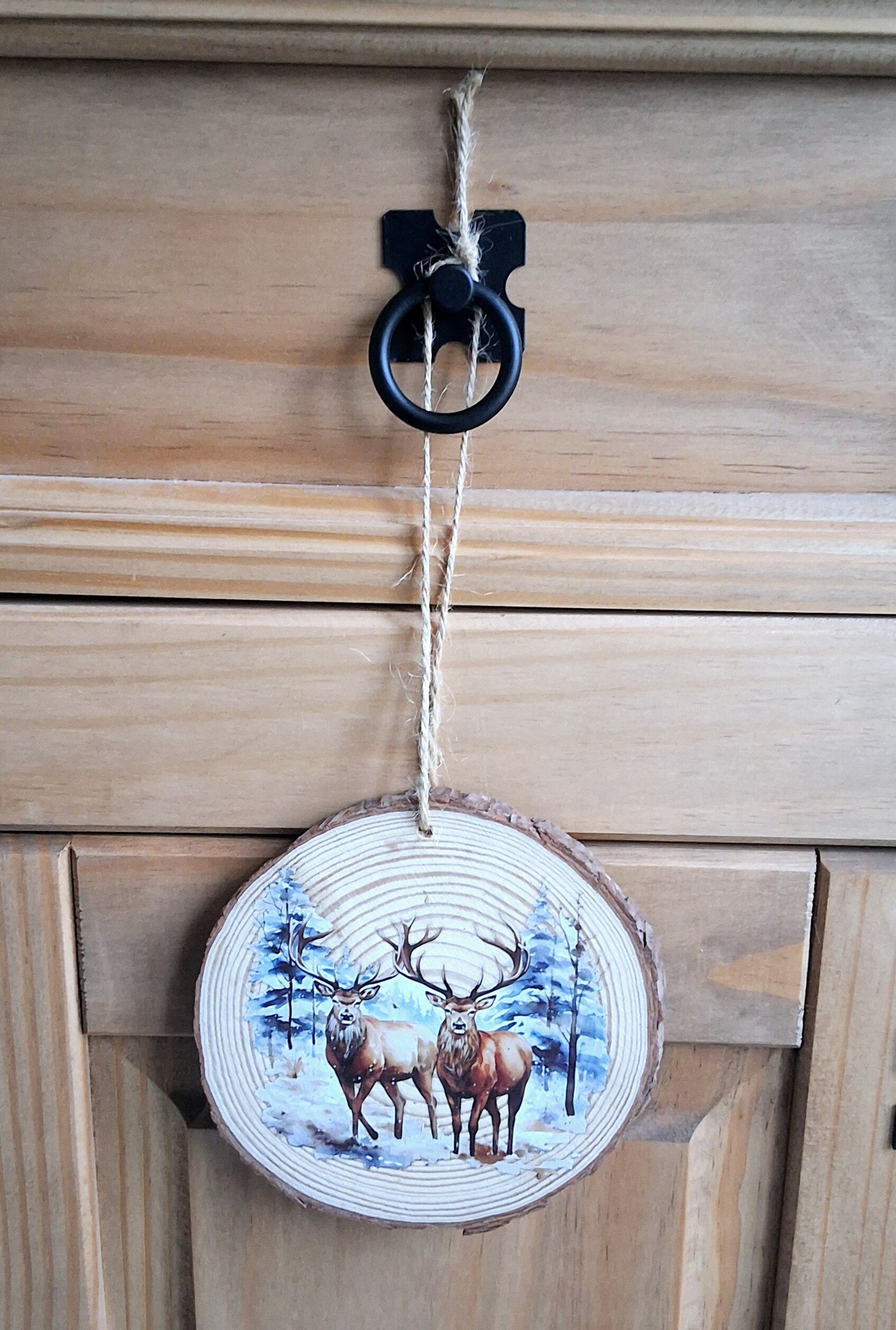 Winter stags log slice