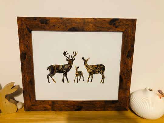 Stag family feather picture