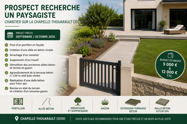 Prospect qui recherche un paysagiste – Chantier sur La Chapelle-Thouarault (35)