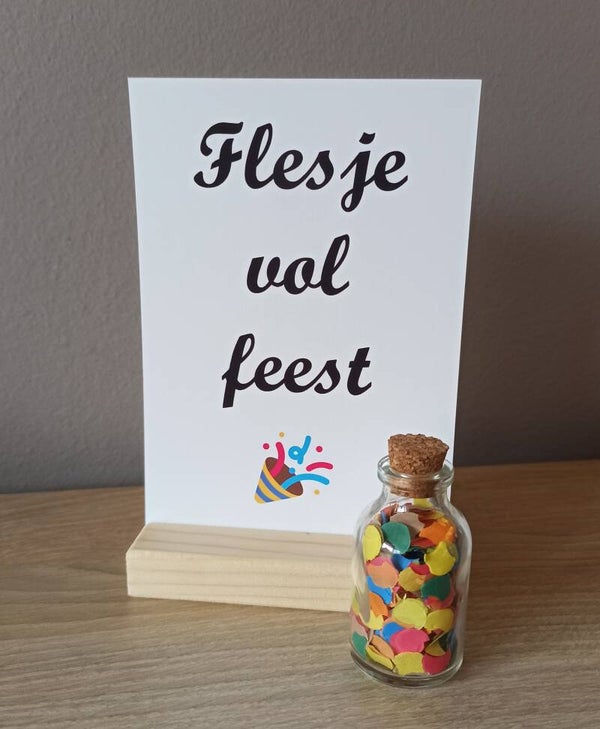Flesje vol feest + wenskaart