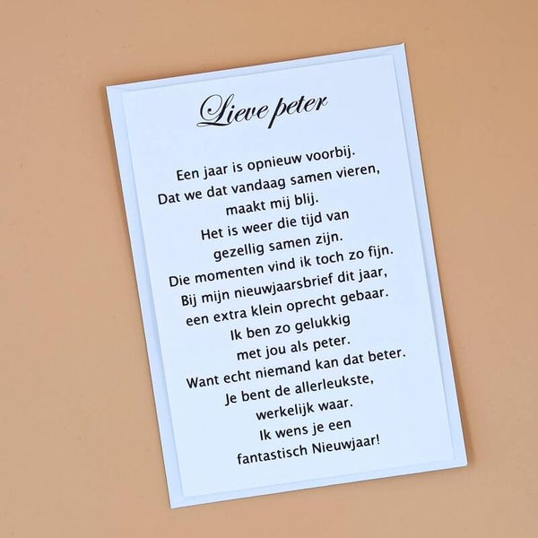 Eindejaarskaart Lieve peter