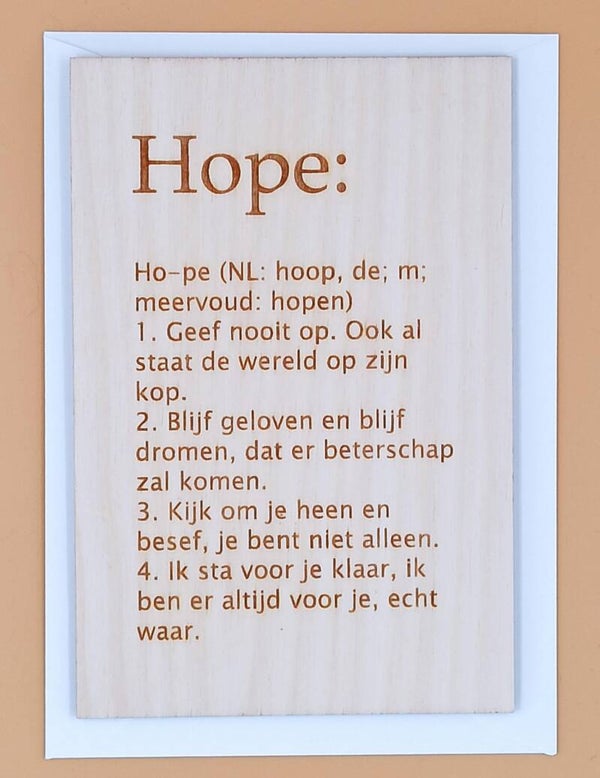Houten wenskaart A6 Hope