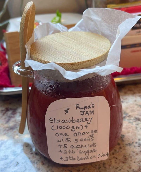 One bottle of RUPA’S strawberries jam.