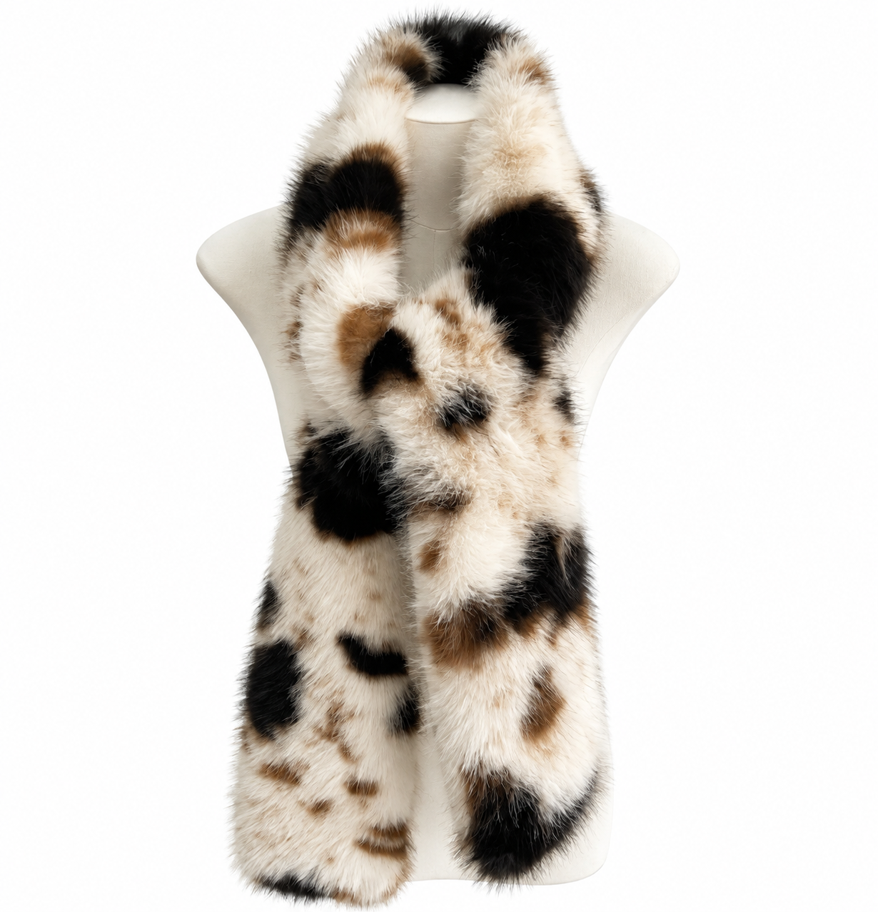 Luxe Faux Fur Sjaal – Cream & Brown