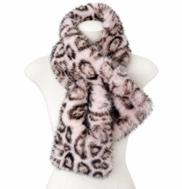 Luxe Faux Fur Sjaal – Leopard Pink