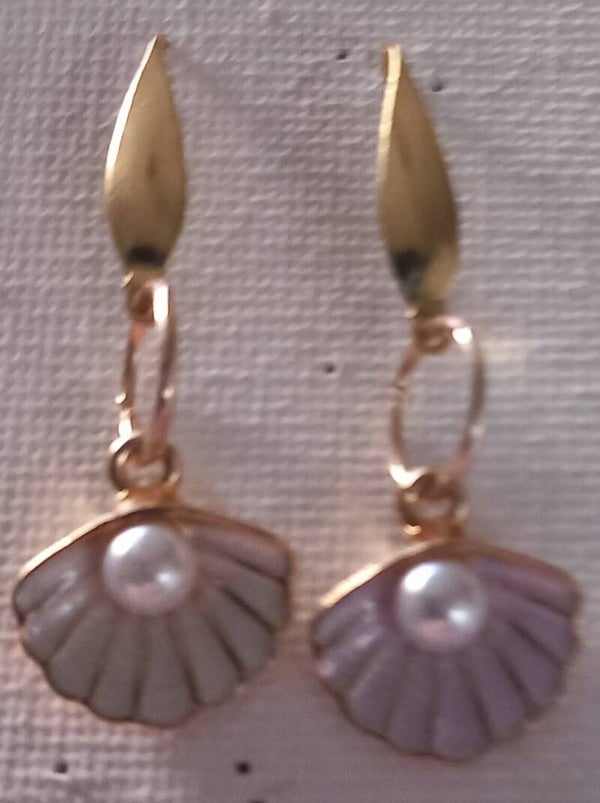 Pearl and enamelled earrings