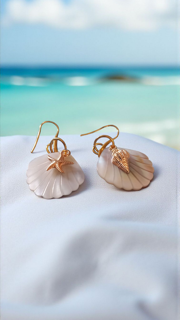 Shell.and charm earrings