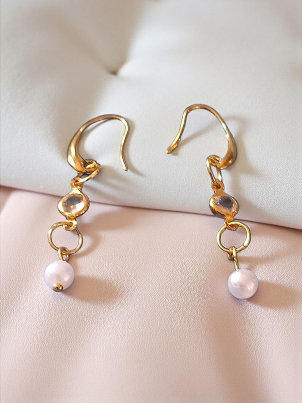 Pearl and crystal earrings