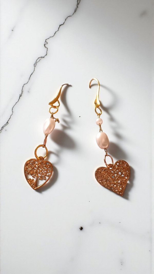 Gold earrings mis matched charms