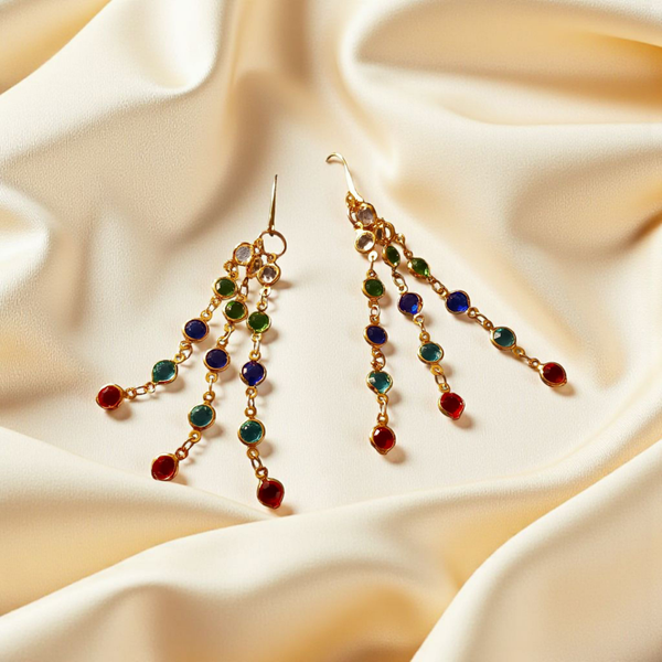 Multi beaded coloured  drop earrings