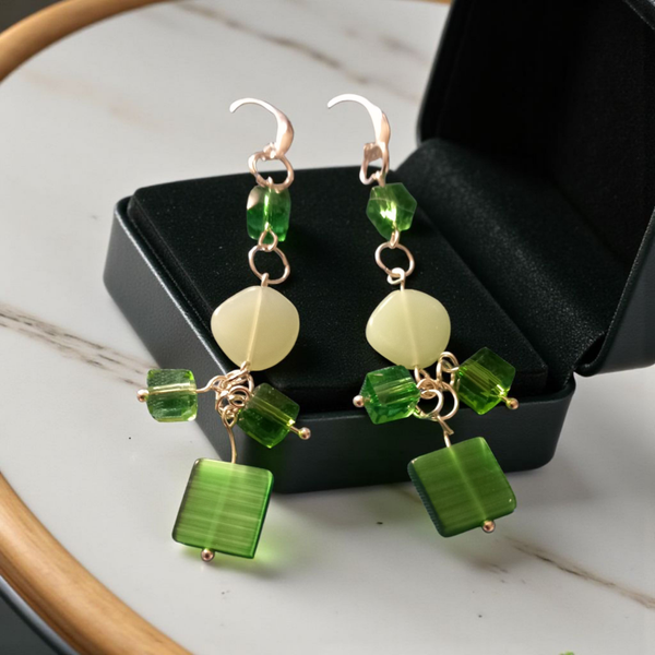 Green crystal earrings