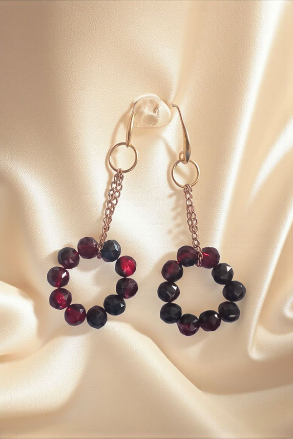 Red crystal circle earri gs