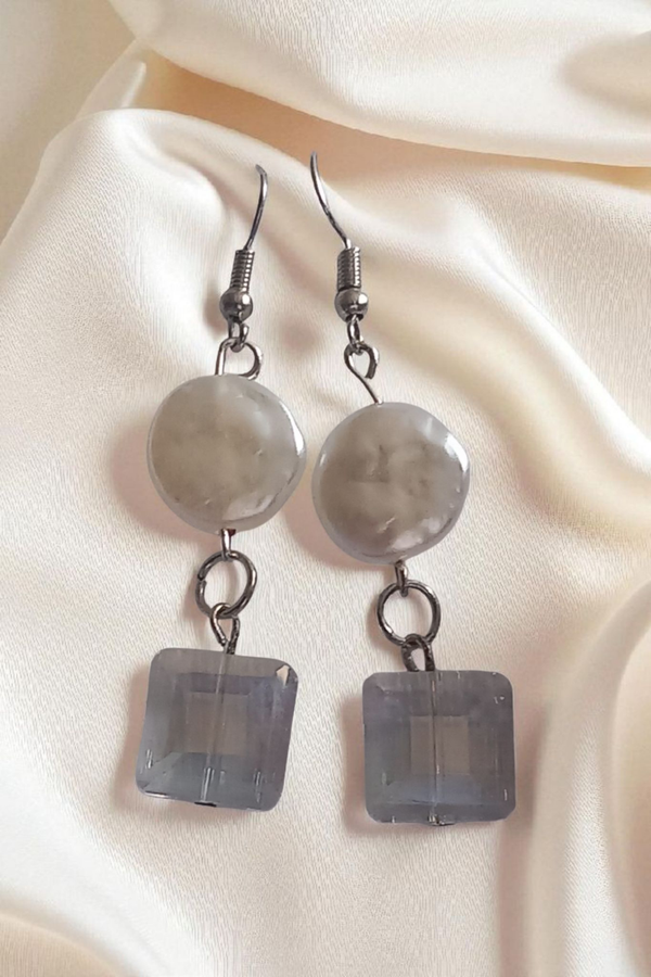 Pearl and crystal earrings