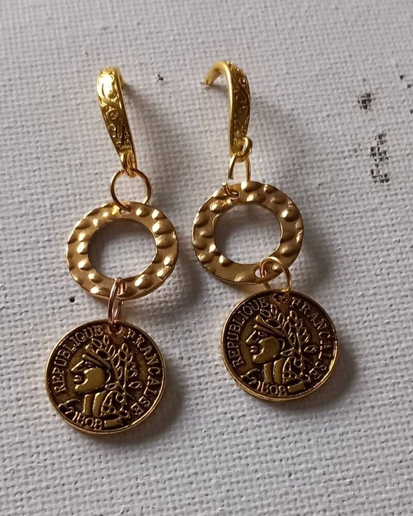 Gold coin earrings