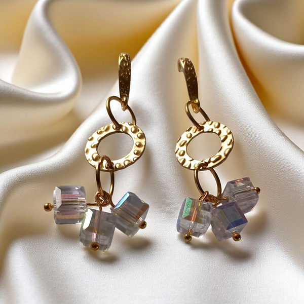 Gold and crystal earrings