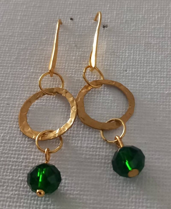 Gold hammered circle earrings