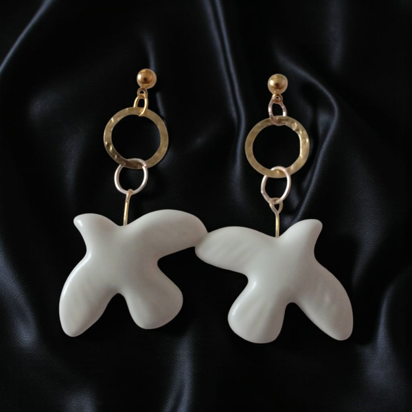 Porcelane bird earringa