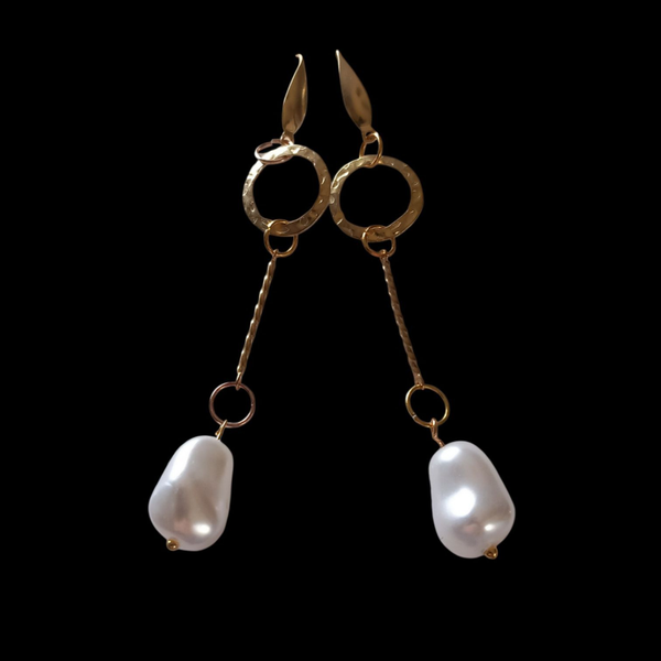 Pearl and gold toned earrings