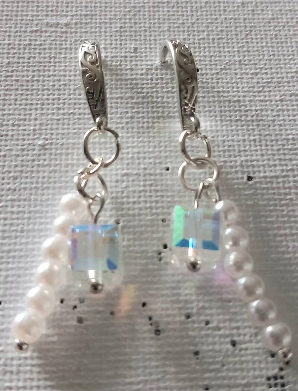 Pearl and crystal earrings