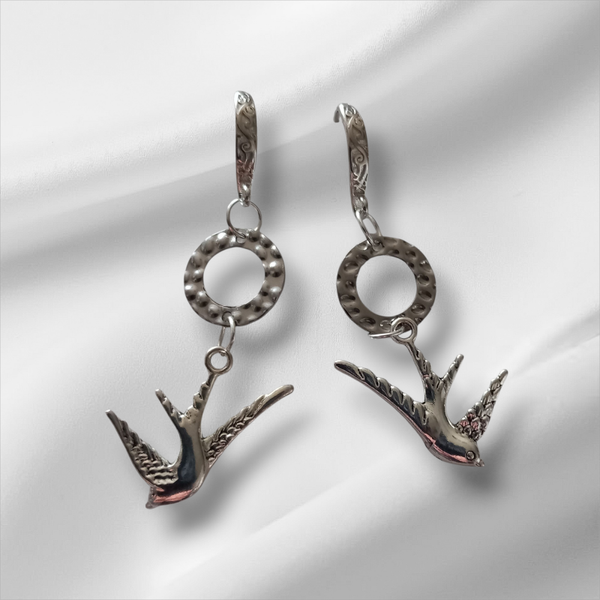 Silver bird earrings