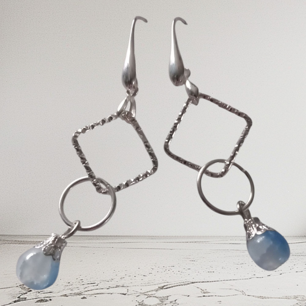 Silver square earrings