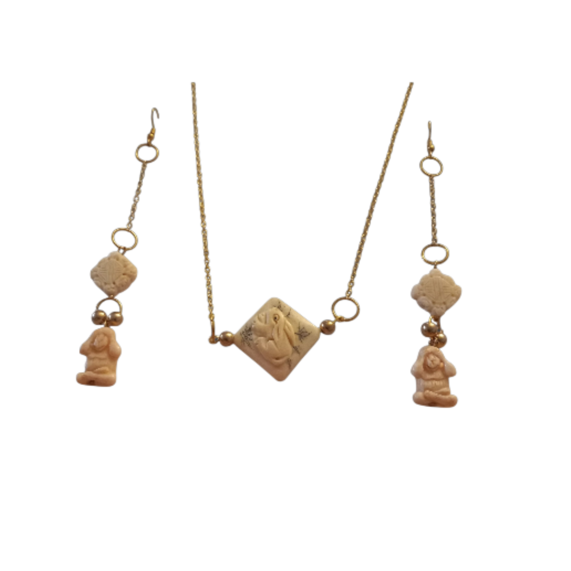 Faux ivory necklace and earrings
