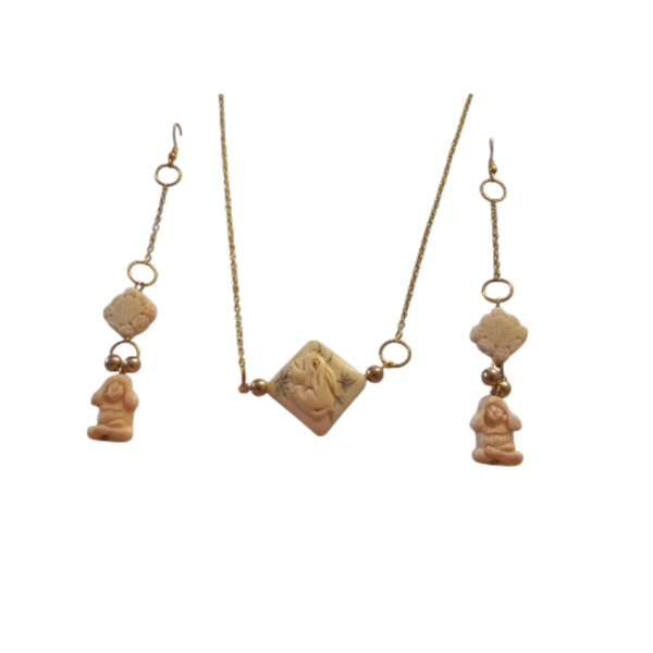 Faux ivory necklace and earrings