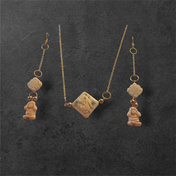 Faux ivory necklace and earrings