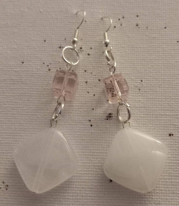 White square beaded earrings