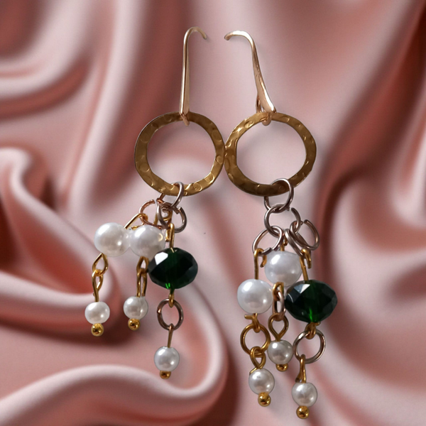 Glass and pearl earrings
