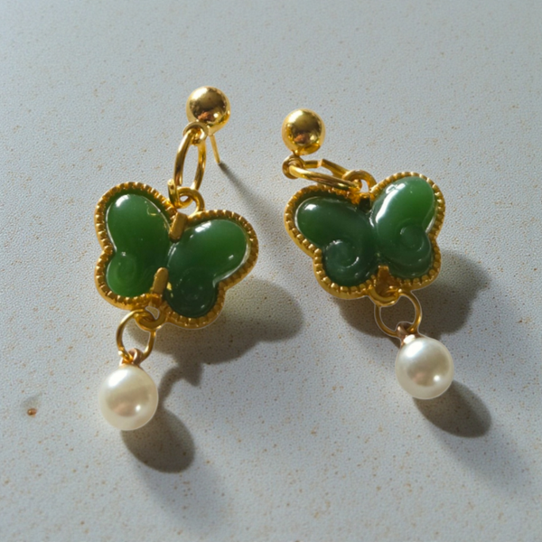 Jade butterfly earrings