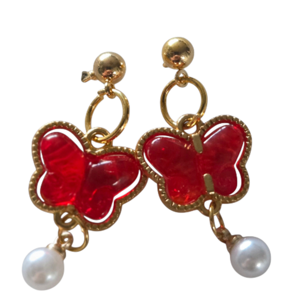 Red glass earrings