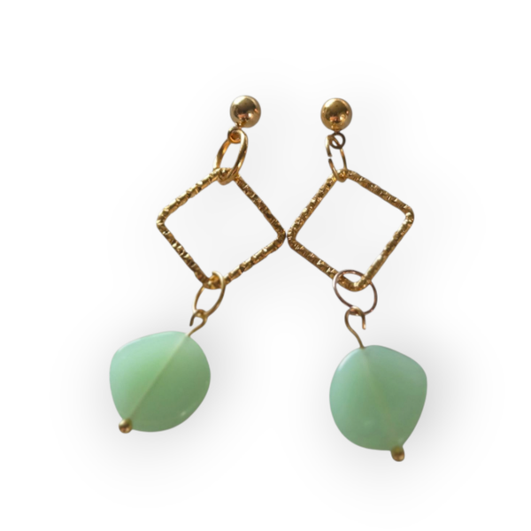 Gold toned earrings with Jade bead