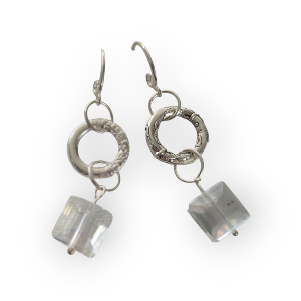 Silver and crystal earrings