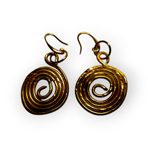 Gold toned hand hammered earrings