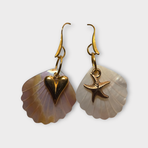 Shell earrings with charms