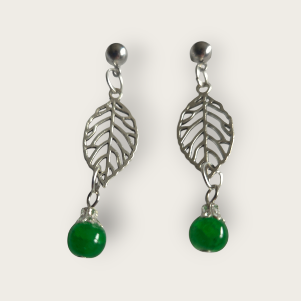Silver leaf earrings