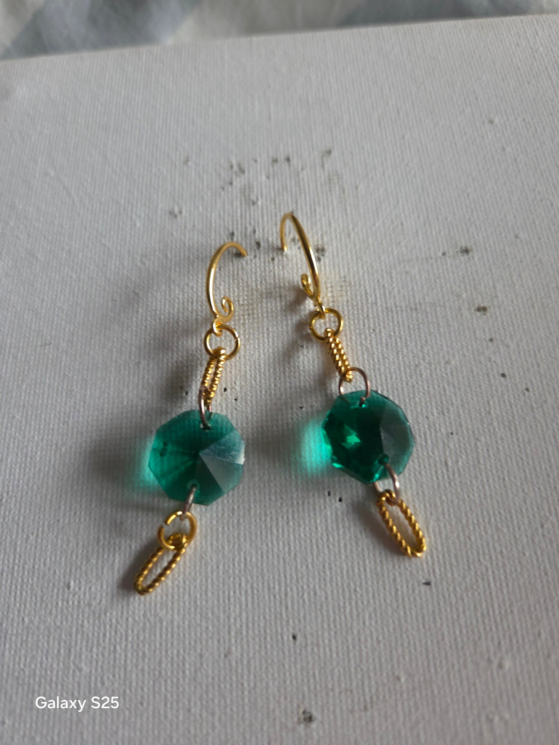 Green drop earrings